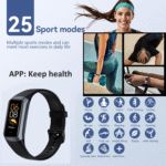 Keep Health Fitness Trackers for Women Men Amoled Step Counter Slim Thin 25 Sports Modes with Heart Rate Blood Pressure Monitor Alarm Stopwatch Timer Calories Burned IP68 Step Tracker Watch - Image 2