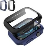 [2-Pack] Apple Watch Series 10 Case 46mm with Built-In Screen Protector – Shockproof Ultra-Thin Hard PC Full-Cover Protective Case (Black/Black) - Image 8