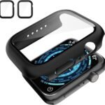 [2-Pack] Apple Watch Series 10 Case 46mm with Built-In Screen Protector – Shockproof Ultra-Thin Hard PC Full-Cover Protective Case (Black/Black)