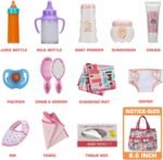 14 Pack Baby Doll Accessories, Baby Doll Feeding and Caring Set Includes Diaper Bag, Doll Diapers, Magic Bottle, Changing Mat for Girl Toddler Kid, Babies Pretend Play Set for Birthday Gift Christmas - Image 3