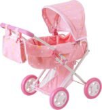 Olivia'S Little World Buggy-Style Baby Doll Stroller with Retractable Canopy, Storage Underneath, Detachable Bassinet, Travel Nursery Bag, Comfortable to Push, Pink and Gray - Image 18