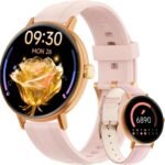 Women’s 1.27" Round Smart Watch with Bluetooth Calling, Fitness Tracker with Heart Rate/Sleep/SpO2, 110+ Sports Modes, IP68 Waterproof – Pink (2 Bands)