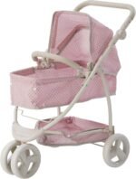 Olivia'S Little World Buggy-Style Baby Doll Stroller with Retractable Canopy, Storage Underneath, Detachable Bassinet, Travel Nursery Bag, Comfortable to Push, Pink and Gray - Image 20
