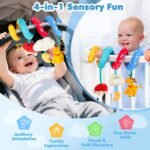 URMYWO Spiral Car Seat Toys for Babies 0-6 Months, Hanging Toy Fits Stroller, Developmental Sensory Baby Toy with Bell Crinkle Mirror, Baby Travel Gear Shower Gift for Boys Girls - Image 6
