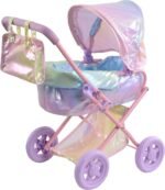 Olivia'S Little World Buggy-Style Baby Doll Stroller with Retractable Canopy, Storage Underneath, Detachable Bassinet, Travel Nursery Bag, Comfortable to Push, Pink and Gray - Image 19