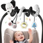 URMYWO Spiral Car Seat Toys for Babies 0-6 Months, Hanging Toy Fits Stroller, Developmental Sensory Baby Toy with Bell Crinkle Mirror, Baby Travel Gear Shower Gift for Boys Girls - Image 9