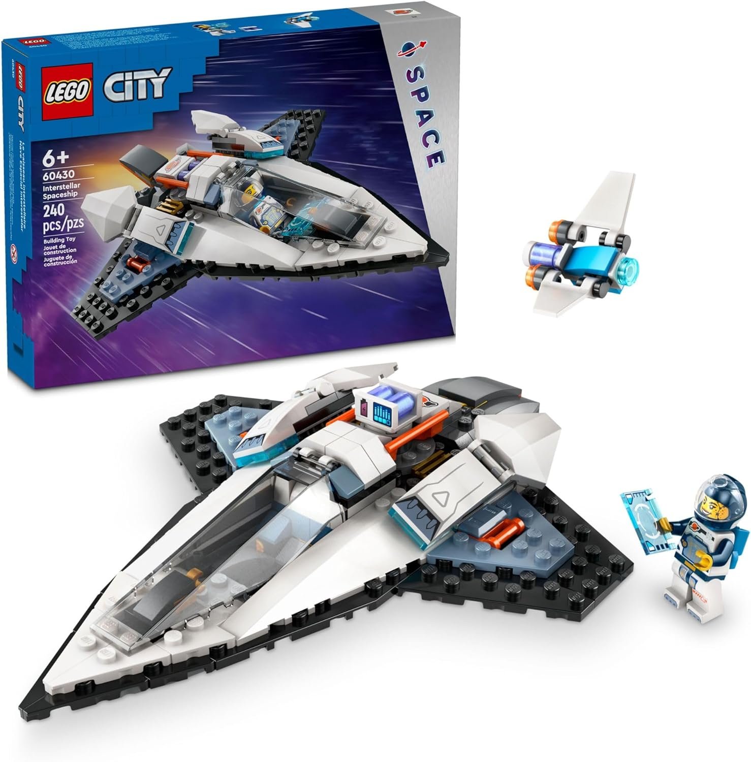 812jUhF64hL._AC_SL1500_.jpg LEGO City Interstellar Spaceship Toy for Kids, Creative Play Space Toy, Building Set with Spacecraft Model, Drone, and Astronaut Figure, Building Toy for Boys, Girls and Kids Ages 6 and Up, 60430 - Image 1