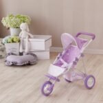 Olivia'S Little World Baby Doll Jogging-Style Stroller with Canopy, Seatbelt and Storage Space, Purple and White - Image 5