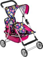 Fash N Kolor Twin Baby Doll Stroller - Pretend Play Baby Stroller for Dolls - Toy Stroller with Storage Basket for Baby Doll Accessories Set - Polka-Dot Pink Design Stroller Toy - Folds Easily - Image 12