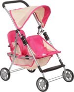 Fash N Kolor Twin Baby Doll Stroller - Pretend Play Baby Stroller for Dolls - Toy Stroller with Storage Basket for Baby Doll Accessories Set - Polka-Dot Pink Design Stroller Toy - Folds Easily - Image 11