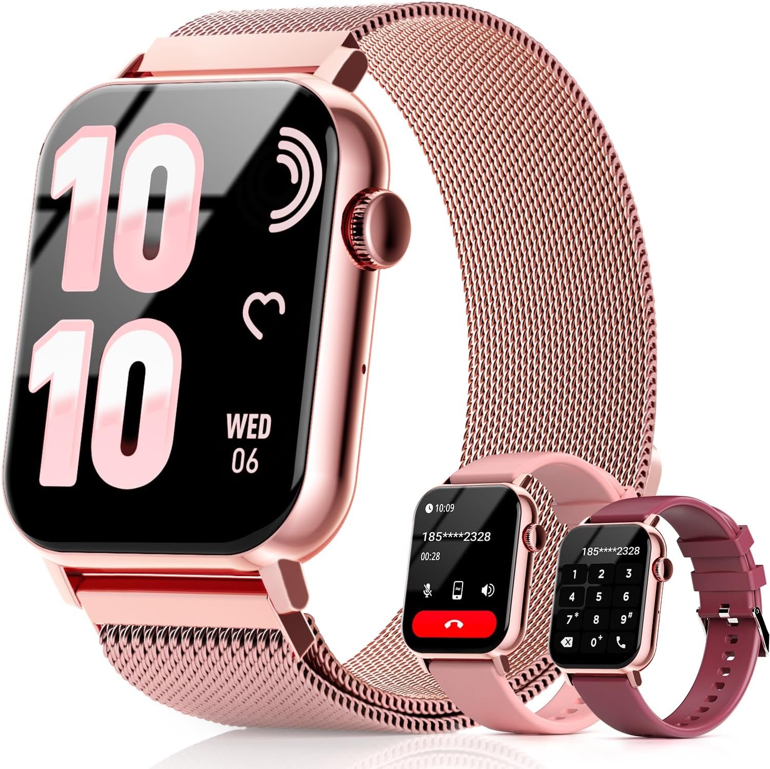 81r0HrU10lL._AC_SL1500_.jpg Smart Watch for Women, 1.83" HD Fitness Tracker with Answer/Make Calls, 120+ Sport Modes, Heart Rate & Sleep Monitor, IP68 Waterproof Smartwatch for Android iOS – Rose Gold - Image 1