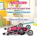 Fash N Kolor Twin Baby Doll Stroller - Pretend Play Baby Stroller for Dolls - Toy Stroller with Storage Basket for Baby Doll Accessories Set - Polka-Dot Pink Design Stroller Toy - Folds Easily - Image 7