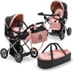 Baby Doll Convertible Pram Stroller with Removable Travel Bassinet Carrier for Kids Adjustable Handle Buggy Carriage with Canopy and Storage Basket 25 Inch Purple - Image 11