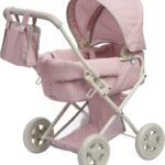 Olivia'S Little World Buggy-Style Baby Doll Stroller with Retractable Canopy, Storage Underneath, Detachable Bassinet, Travel Nursery Bag, Comfortable to Push, Pink and Gray