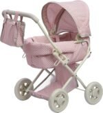 Olivia'S Little World Buggy-Style Baby Doll Stroller with Retractable Canopy, Storage Underneath, Detachable Bassinet, Travel Nursery Bag, Comfortable to Push, Pink and Gray