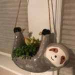 Cute Sloth Design Hanging Flower Pot, Creative Hanging Plant Pot for Home Garden Decoration, Porch Patio Lawn Backyard Home Garden Accessories, Garden Supplies - Image 2