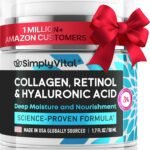 SimplyVital Collagen Retinol Hyaluronic Acid Cream – Anti-Aging Face & Neck Moisturizer, Firming Wrinkle Repair, Hydrating Day & Night Skin Care, Made in USA – 1.7 fl oz