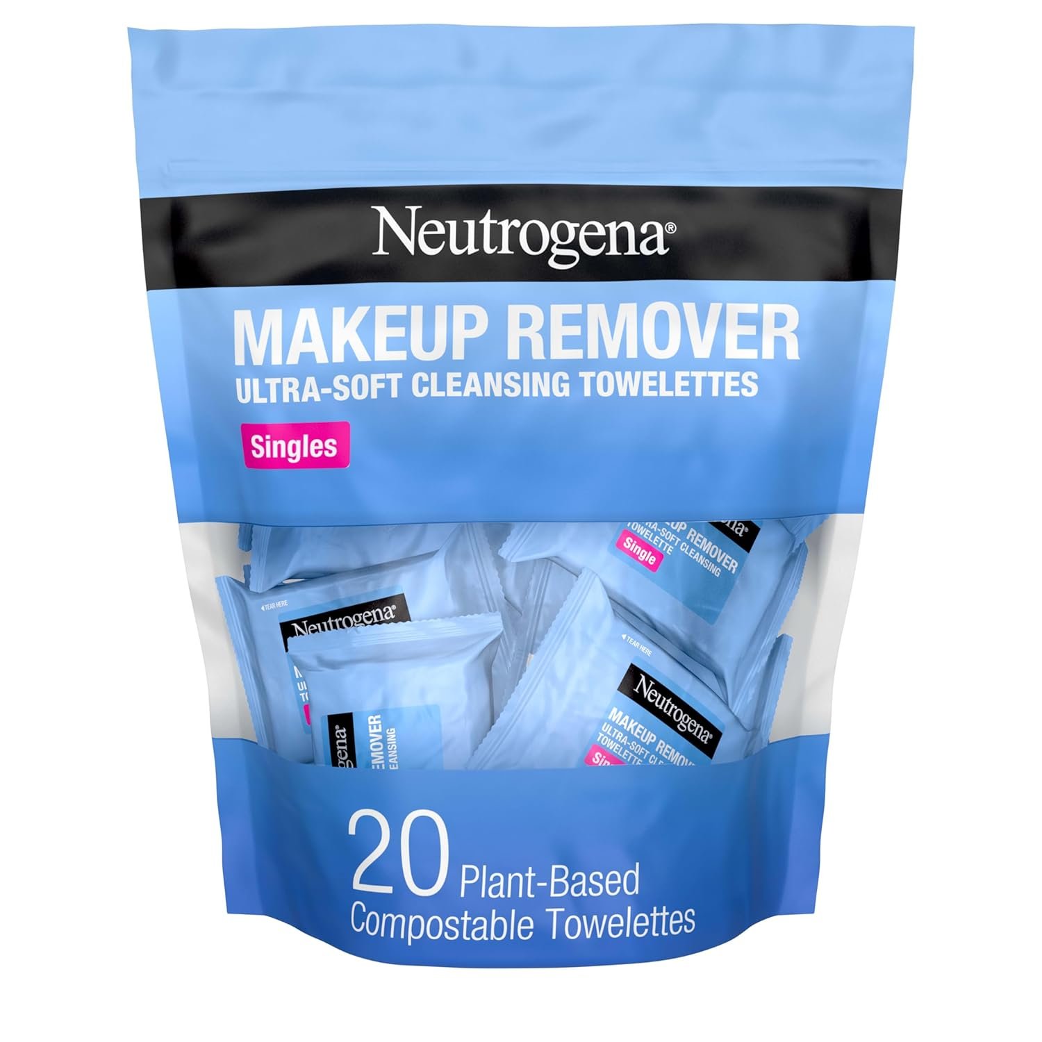 718f8oZHkSL._SL1500_ Neutrogena Makeup Remover Wipes – Alcohol-Free Daily Face Cleansing Towelettes for Sensitive Skin, Removes Waterproof Makeup, Dirt & Oil – 20 Count - Image 1