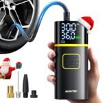 AUXITO A502 Portable Tire Inflator Air Compressor 150 PSI – Dual Cylinder Digital Air Pump with 7800mAh Battery & 12V DC for Car, Bike, Truck & Motorcycle