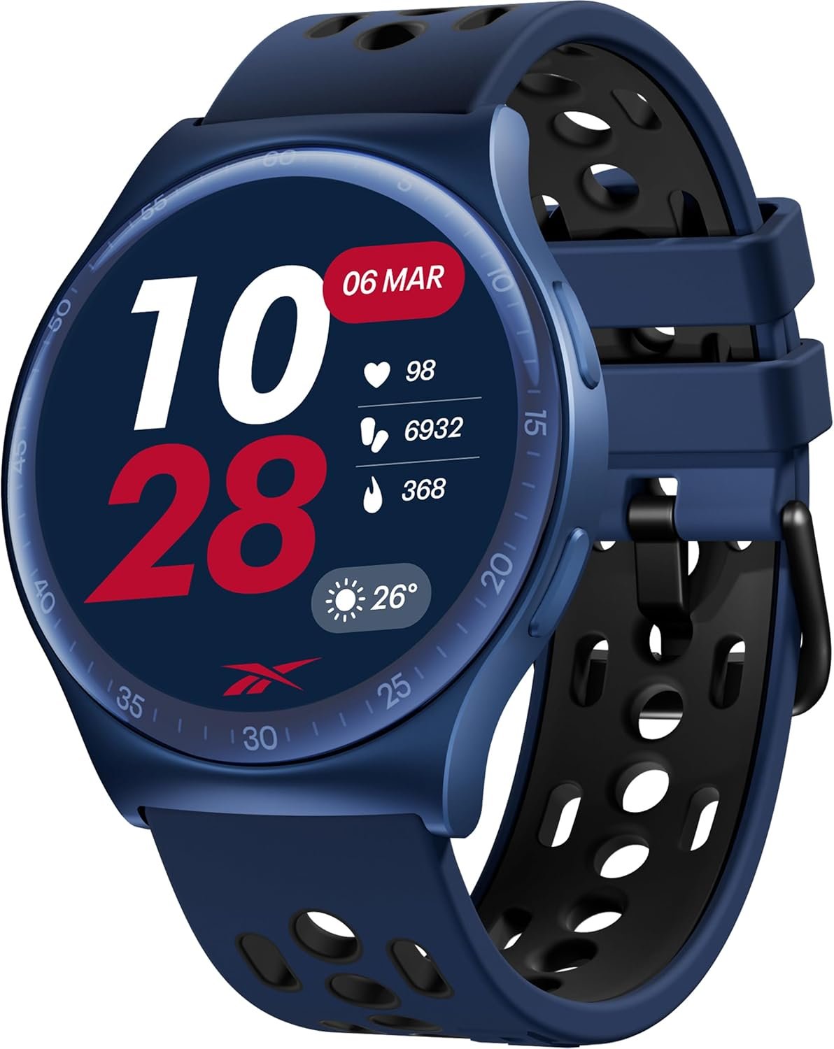 Reebok Pulse Smartwatch Reebok Pulse Smartwatch with GPS Fitness Tracker, Heart Rate Monitor, 10-Day Battery Life, IP68 Water-Resistant Smart Fitness Watch for Men & Women, Compatible with iPhone & Android – Vector Blue - Image 1