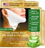MAREE V Line Lifting Mask with 24K Gold & Collagen – Jawline Shaper Face Mask with Retinol & Hyaluronic Acid – Neck Tightening, Face Slimming & Double Chin Lift Mask for Women