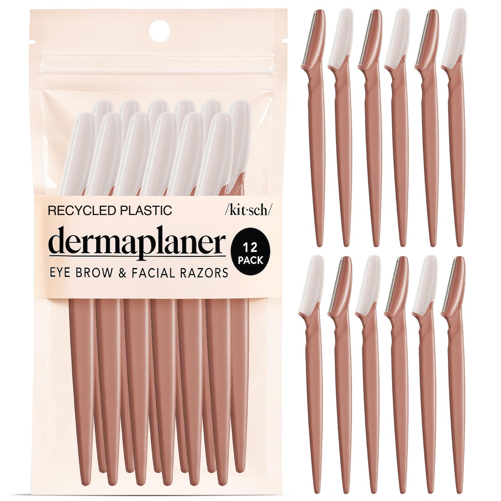 81h7Mn0IWvL Kitsch Dermaplane Facial Razors for Women & Men – Eyebrow Trimmer, Face Shaver & Exfoliating Dermaplaning Tool for Smooth, Glowing Skin – Terracotta, 12 Pack - Image 1