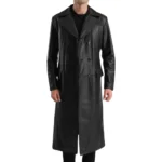 Men’s Black Leather Double Breasted Coat | Premium Genuine Leather Winter Trench Jacket